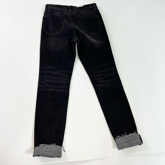 Blank NYC The Bond Skinny Jeans Womens 27 Black Wash Mid Rise Raw Hem Cuffs New - Picture 9 of 11